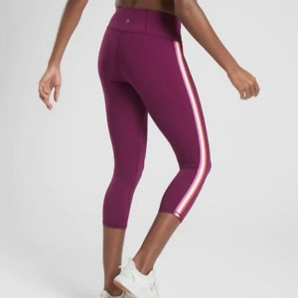 NEW Athleta Contender Side Stripe Powerlift Leggings, Beach Plum Sz S - Picture 3 of 11